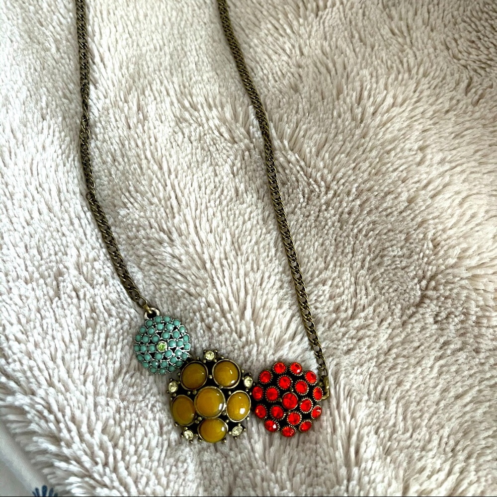 Fossil necklace with brooch detail bronze chain